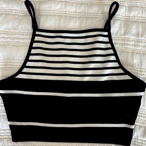 TOPSHOP- Black and white striped cropped tank top
